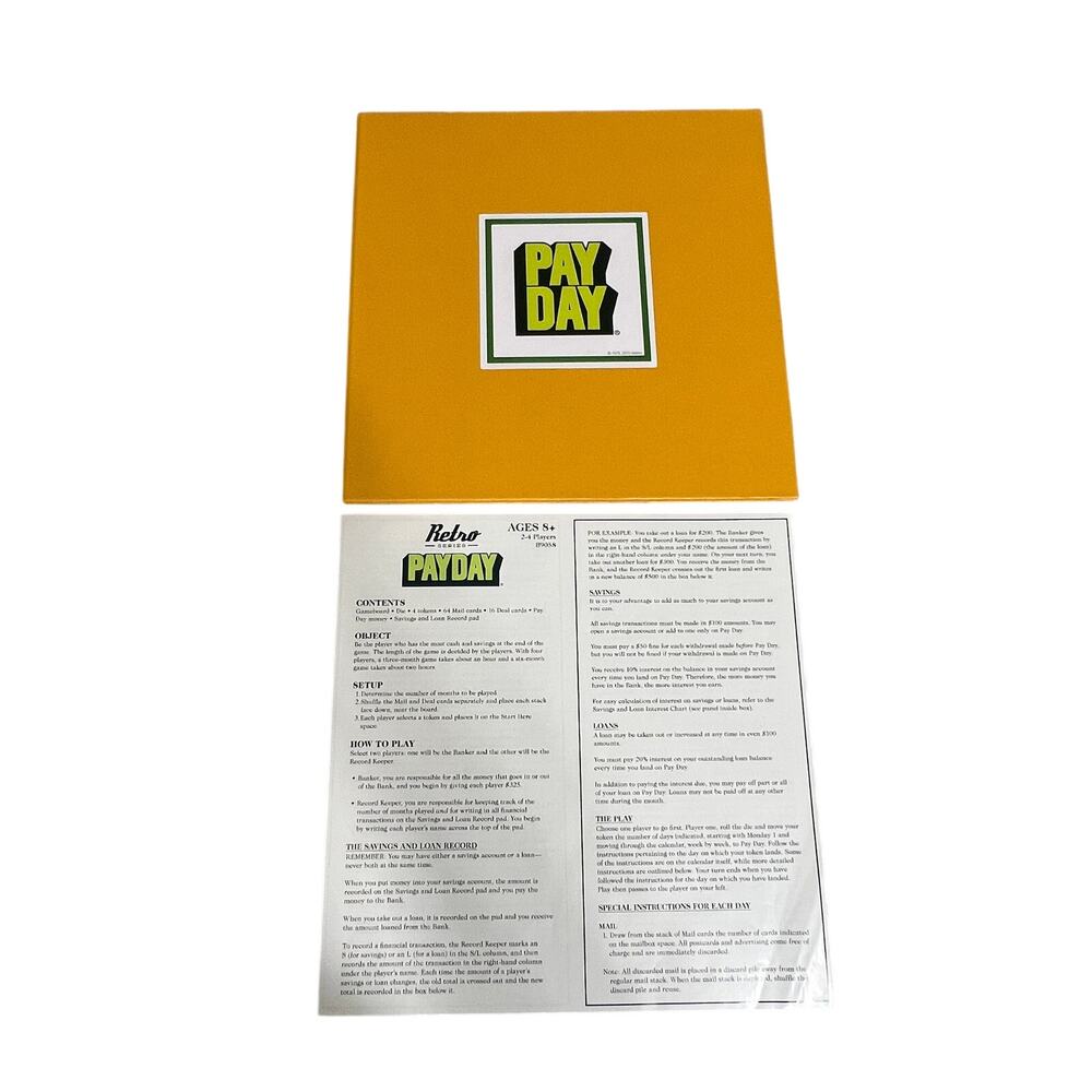 HASBRO Pay Day Retro Series 1975 Edition Replacement Board Instructions 2015